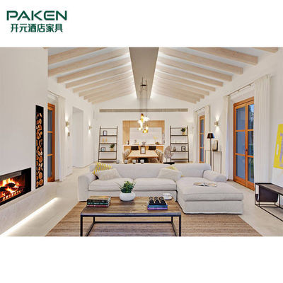 सुरुचिपूर्ण आइवरी रंग के साथ संक्षिप्त शैली आधुनिक विला फर्नीचर लिविंग रूम फर्नीचर को अनुकूलित करें