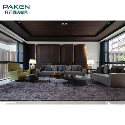 लकड़ी और संगमरमर आधुनिक विला लिविंग रूम फर्नीचर गर्म शैली