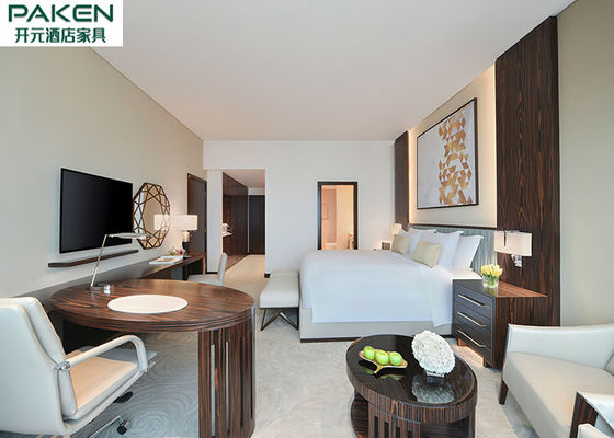 सोफिटेल फाइव स्टार स्टैंडर्ड होटल फर्नीचर बेडरूम आबनूस लिबास + लाइट ह्यू फर्नीचर सेट करता है