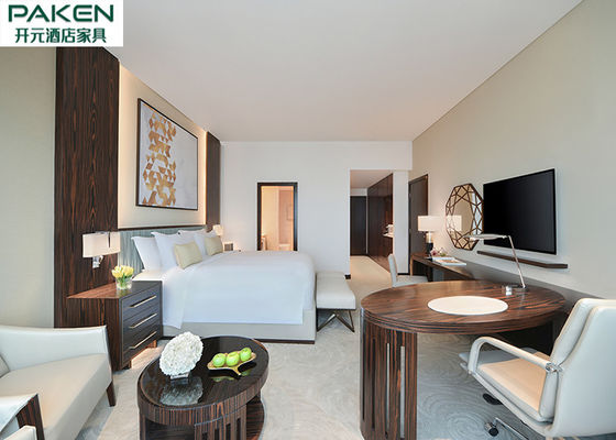 सोफिटेल फाइव स्टार स्टैंडर्ड होटल फर्नीचर बेडरूम आबनूस लिबास + लाइट ह्यू फर्नीचर सेट करता है