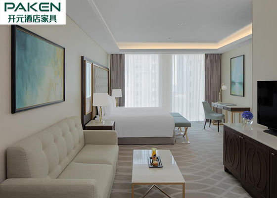 आर्थिक होटल फर्नीचर बेडरूम कतर / अरबी लाइट लक्ज़री फर्निचर अखरोट + गोल्डन एसएस सेट करता है